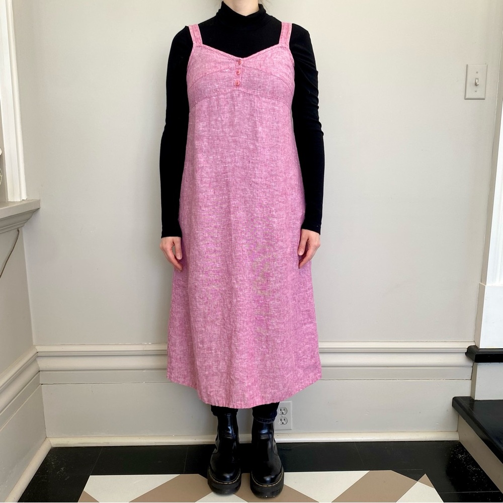 Flax 100% linen sleeveless midi dress. 🩷